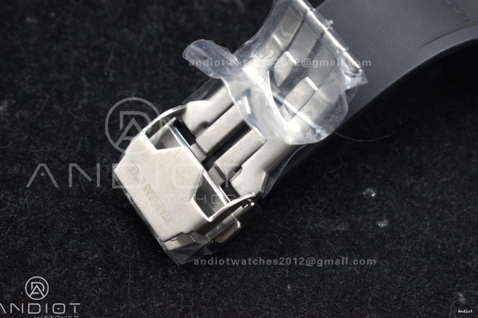 Strap 1:1 Edition Black Best Rubber Unico BBF Titanium on Bang 42mm Square A1280 Skeleton Dial 1120